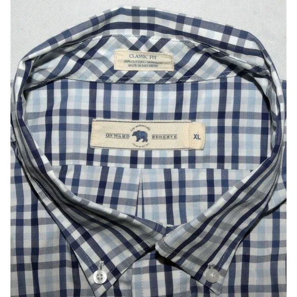 Onward Reserve‎ Classic Fit Men's Long Sleeve Button Down Plaid Shirt Size XL